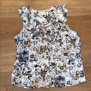 CAbi Ruffled Blouse Brown Black